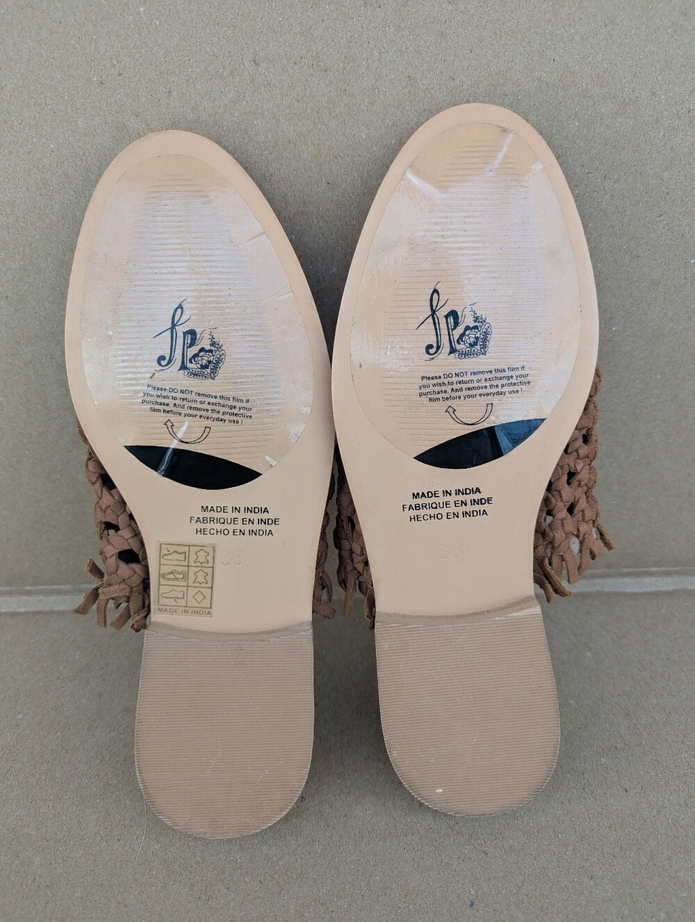 Free People Mirage Woven Leather Fringe Slip On Mule Sandal Flats Tan NWT Boho - Picture 5 of 10
